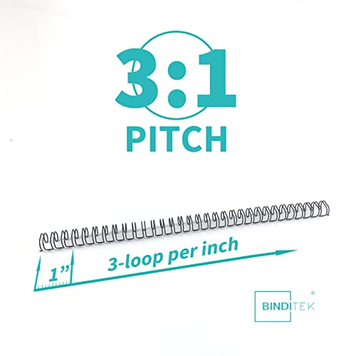 Binditek 100 Pack Double Loop Wire Binding Spines, 1/2Inch Binding Wire for Letter Size, 3:1 Pitch, 100 Sheet Capacity, 32-Loop, Black, for Students and Coworkers - size: 1/2 Inch (100 Sheet Capacity), style: 100P, 3:1 Pitch, Black