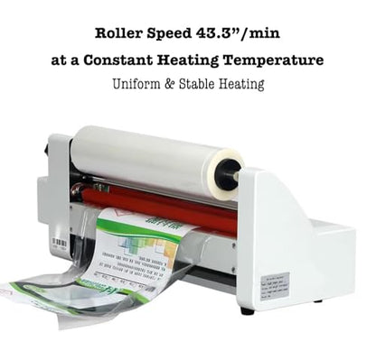 350mm Laminator Machine, Cold Hot Roller Laminating Machine, Single- & Double-Sided Thermal Laminator for Paper Card Wood Veneer PVC Foil, Digital Display, Safety Protection (V350)
