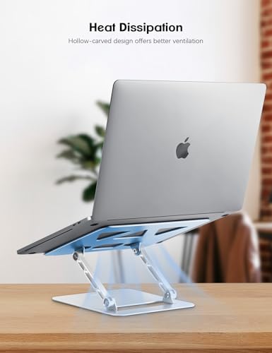 Aoviho Adjustable Laptop Stand for Desk,Portable Laptop Stand Holder and Riser,Foldable Aluminum Notebook Computer Stands for MacBook Air Pro HP Lenovo Dell Samsung, 10-15.6 inch (Sky Blue-Silver) - color: Sky Blue-Silver