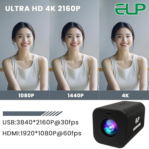 ELP 12X Zoom 4K 30fps USB Camera 1080P 60fps HDMI USB Webcam Autofocus Manual Focus PC Web Cam H.265 H.264 High Speed Web_Camera for Church Streaming Video Conference - style: 12X Zoom