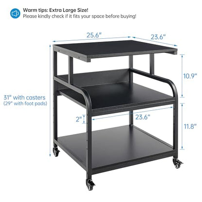 Fannova 25.6"x23.6" Extra Large Printer Stand with Adjustable Storage Shelf - color: Black, size: 25.6"W x 23.6"D x 30.9"H