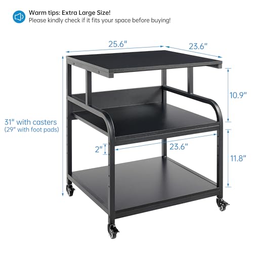Fannova 25.6"x23.6" Extra Large Printer Stand with Adjustable Storage Shelf - color: Black, size: 25.6"W x 23.6"D x 30.9"H