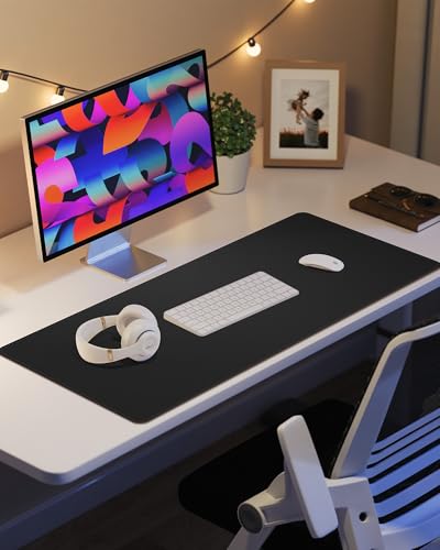 Leather Desk Pad Protector, 48" x 17", Black Desk mat - color: Black, size: 48" x 17"