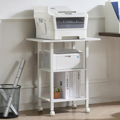 YUFAM 3 Tier Home Printer Stand with Storage, White - color: White, size: 15.75"D×23.65"W×25.7"H