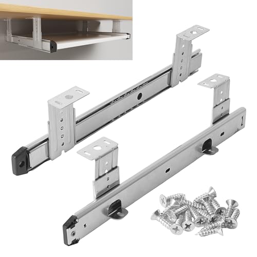 Under Desk Keyboard Tray Pull Out Slide Height Adjustable Slide Out Keyboard Draw Holder Track Full Extension Ball Bearing Under Table Lift Bracket for Mounting Music Keyboard Piano Without Tray - style: 13.8 Inch Length