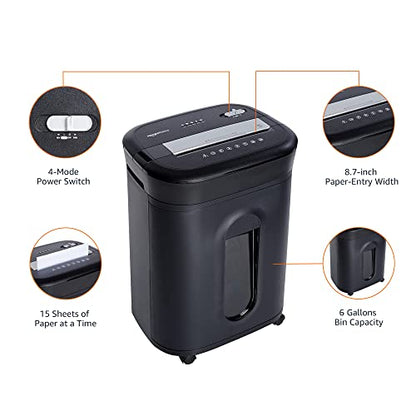 Amazon Basics 15 Sheet - original model Cross Cut Paper, CD Credit Card Office Shredder, Black - size: 15 Sheet