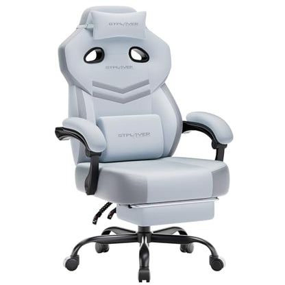 GTPLAYER Big & Tall Gaming Chair, Wide Seat with Footrest, Light Blue - color: 07 Light Blue