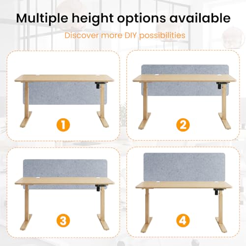 Felt Desk Divider, Clamp-On Privacy Panel, 24 x 48 Inch, Light Gray - color: Light Gray, size: 24×48 in