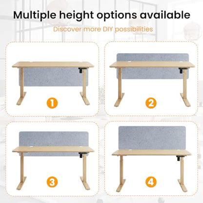 Felt Desk Divider, Clamp-On Privacy Panel, 24 x 48 Inch, Light Gray - color: Light Gray, size: 24×48 in
