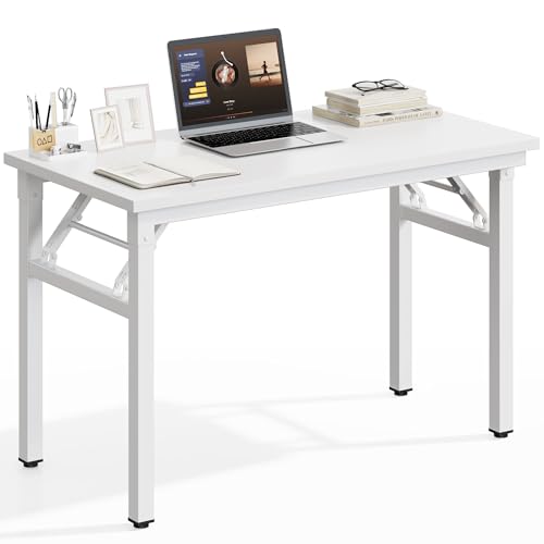 DlandHome 35.8 Inch Small Folding Computer Desk for Home Office, White - color: White + White, size: 35.8 Inches