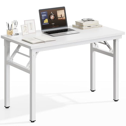 DlandHome 35.8 Inch Small Folding Computer Desk for Home Office, White - color: White + White, size: 35.8 Inches