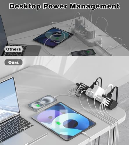 Desk Clamp Power Strip, 40W Total Fast Charging Station, Desk Edge Mount Power Strip, 8 USB Ports(4 USB C) & 8 AC Outlets, Fit 1.9" Tabletop Edge(6Ft 14AWG Cable) - color: Black, size: 6FT