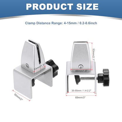 PATIKIL 1.8x1.3x2.1" Desk Divider Support Clamp 2Pcs Aluminum Desk Silver - color: Silver