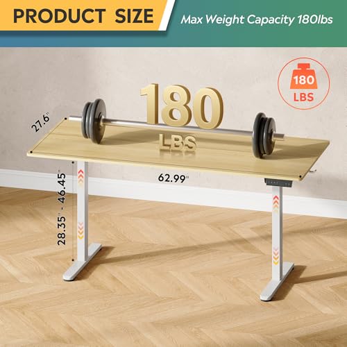 DEVAISE 63 Inch Standing Desk with Split Top, Computer Desk, Maple - color: Maple, size: 63 Inch