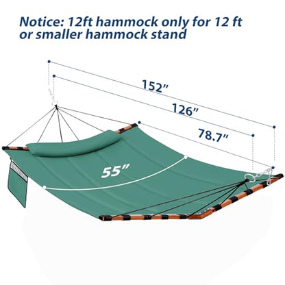 TegerDeger 12FT 2 Person Hammock with V Shaped Spreader Bar -Lake Blue - color: Lake Blue