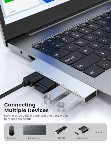 Small USB Hub, Fidioto 4 Port USB Adapter(1 * 3.0 Hub, 3 * 2.0 Hub), Multi USB Port Expander for Laptop, iMac Pro, MacBook Air, Mac mini/Pro, Notebook PC, USB Flash Drives and Mobile HDD Etc. - color: Silvery