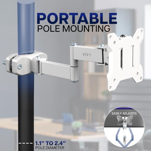 VIVO White Pole Mount Monitor Arm for 17 to 32 in Screen, MOUNT-POLE01AW - color: White, size: 17 to 32" screens