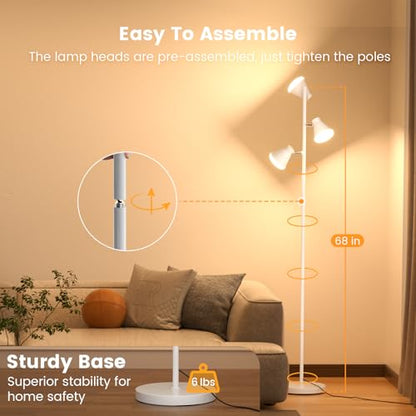 SIBRILLE 36W LED Tree Floor Lamp with Remote for Living Room Bedroom - color: White