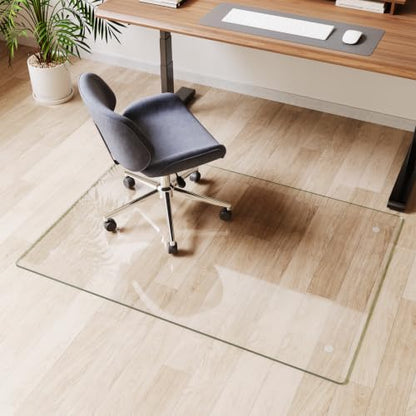Glass Chair Mat 32" x 48" Tempered Glass Office Chair Mat - color: Transparent, size: 48" x 32"