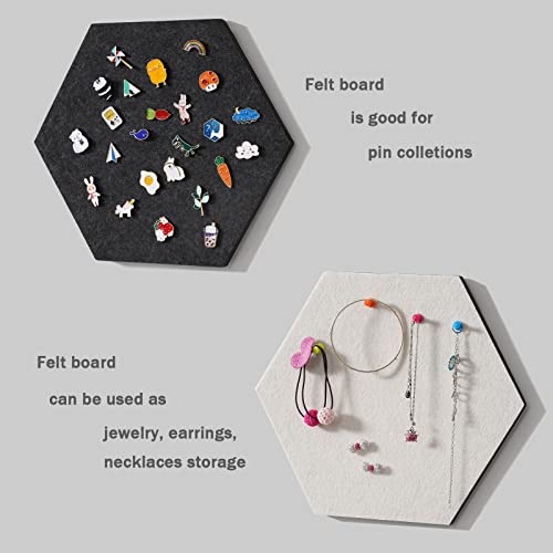 LAJAR 8 Pcs Self Adhesive Large Felt Bulletin Board Tiles | Hexagon Color Felt Pin Board Wall Tiles for Photos, Pictures, Memos - color: Camel