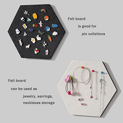 LAJAR 8 Pcs Self Adhesive Large Felt Bulletin Board Tiles | Hexagon Color Felt Pin Board Wall Tiles for Photos, Pictures, Memos - color: Camel