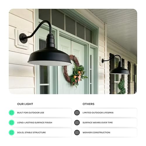 Upslope Gooseneck Barn Light Outdoor | Farmhouse | Modern Gray/Brass - color: Modern Gray / Brass, size: 23" Upslope Gooseneck