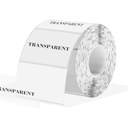 3x2 Inch Transparent Thermal Labels Stickers, Self-Adhesive Clear Waterproof Direct Thermal Label Stickers for Packaging, Shipping, Barcode, Address - color: Transparent, size: 2*3 inch/1 roll