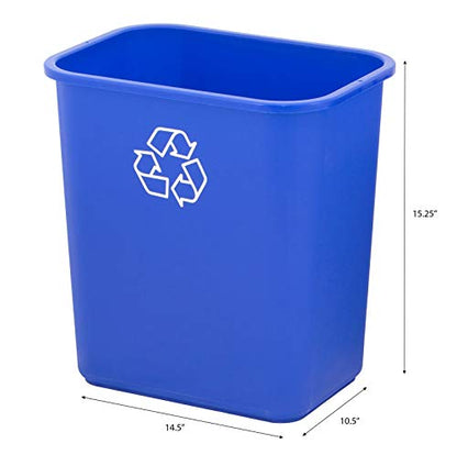 United Solutions 7.7 Gallon Recycling Wastebasket, 2 Pack, Blue, Under Desk | Slim 30.8-quart recycling bins fit small spaces in offices, kitchens, dorms, and homes with an easy-to-clean design - color: Blue, size: 28 Qt - 2 Pack