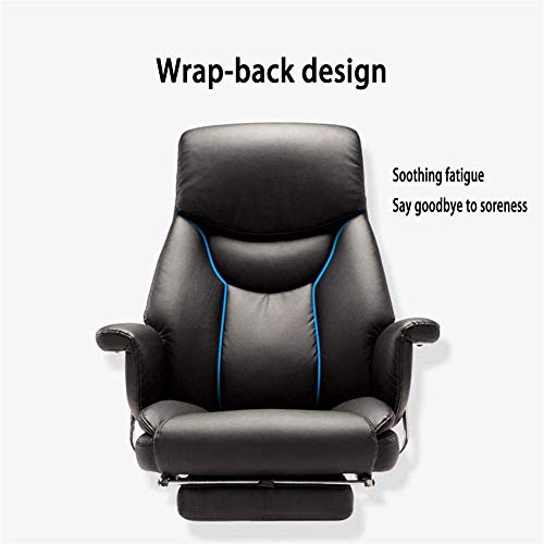 Executive Office Desk Chair with Footrest High Back Extra Padded Leather Swivel Computer Chair Comfortable Business Task Chair for Adults