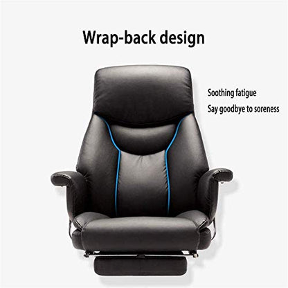 Executive Office Desk Chair with Footrest High Back Extra Padded Leather Swivel Computer Chair Comfortable Business Task Chair for Adults