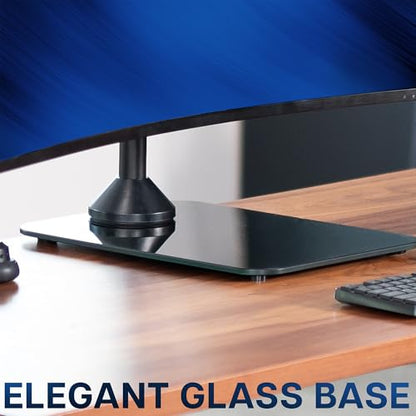 VIVO Dual Vertically Stacked Ultra-Wide Monitor Desk Stand with Glass Base, Extra Tall Adjustable Mount for 2 Ultrawide Screens up to 49 inches, 44 lbs Per Screen Capacity, Black, STAND-V202LG - size: Up to 49", style: Tempered Glass Base