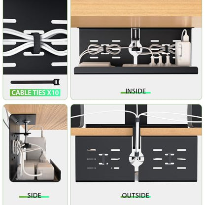 KEEGH 16 in Under Desk Cable Management Tray, Capacity Cable Tary, 3 Pack - color: Black, size: 3 Pack
