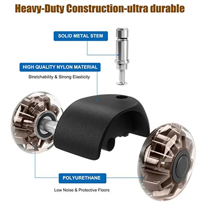 Omyoffice 2" Office Chair Wheels Set of 5, Brown Heavy Duty Chair Caster | Support 2200lbs, Mute Rubber, Universal Fit 7/16"x7/8" Stem, Smooth Quiet Rolling, Safety Protection for Hardwood, Carpet - color: Brown