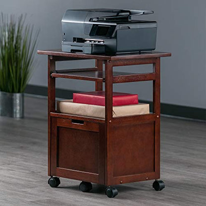 Winsome Piper 3-Shelf Wood Mobile Printer Stand, Brown (94427) | Small Computer Desk, Simple Table for Gaming, Writing, Studying, Crafts, Work, Sturdy Home Office Furniture
