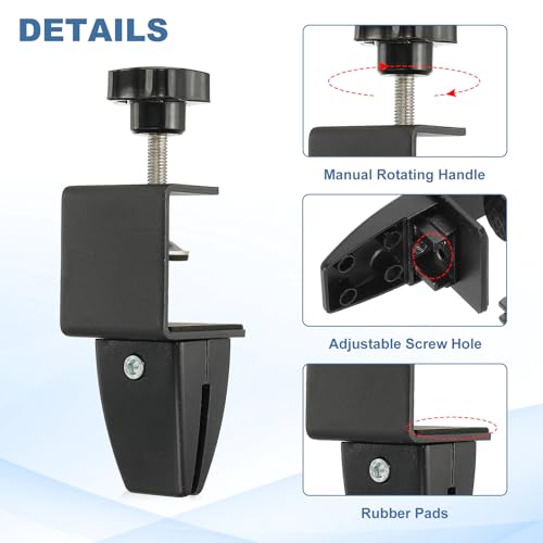 PATIKIL 6 Pcs 1/8" to 1/2" Adjustable Desk Divider Partition Clips, Aluminum Sneeze Guard Support Clamps Desktop Divider Clips for Offices Stores,Counter Privacy Panel,Black - color: Black