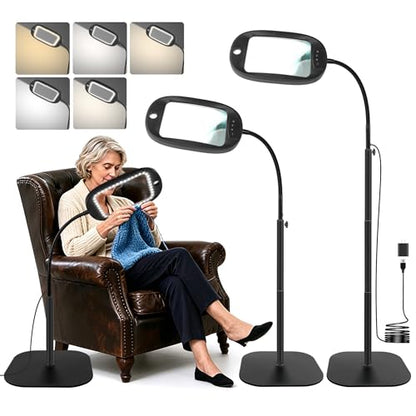 Floor Magnifying Glass with Light and Stand, 30X 10X Floor Magnifying Lamp