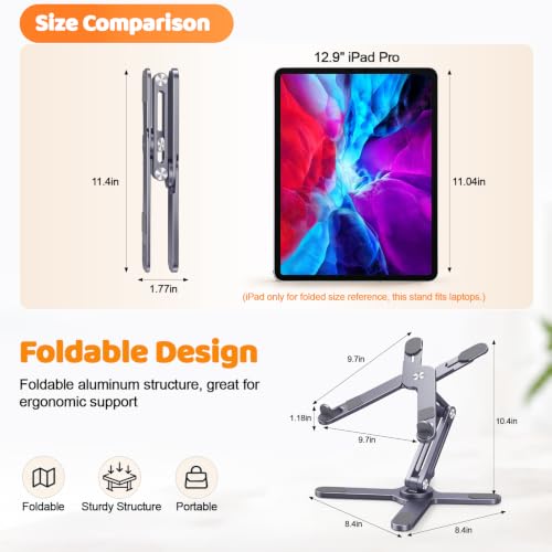 MOALLIA N86 360 Rotating Laptop Stand for Desk with Locking Knobs, Grey - color: Grey