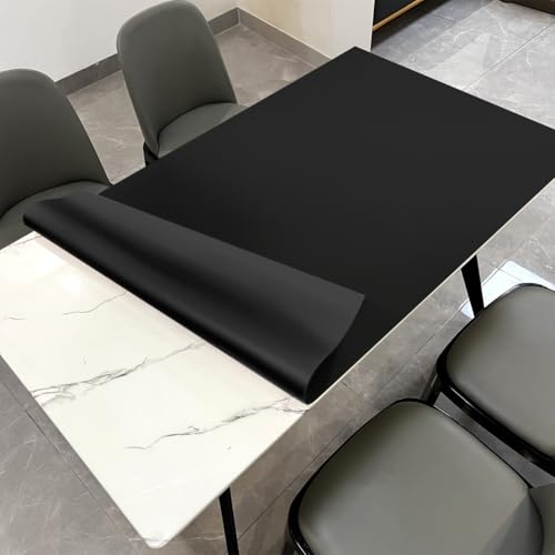 Desk Top Cover - 38x84 Inch Waterproof Easy to Clean Can Conceal Flaws Protector The Table Top from Scratches Used for Dining (Black+Black 38x84) - color: Black+black, size: 84" x 38"