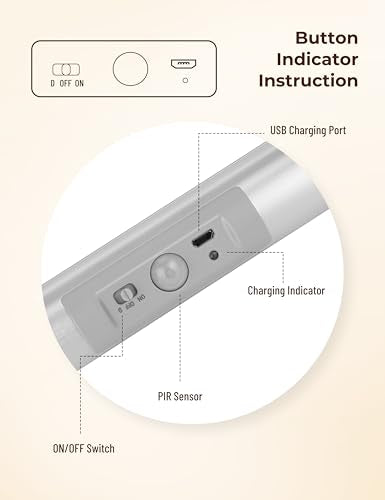 Joyzy Automatic Motion Sensor Closet Lighting with Eye-Protection Design, LED Closet Lights for Stair Step Wireless Light, Rechargeable Wardrobe Pantry Lights (2pack with Warm Lighting) - color: Silver