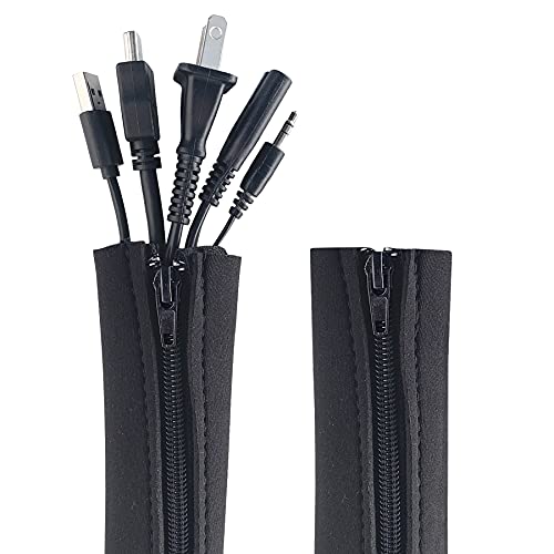 Wrap-It Storage Zipper Cable Sleeve, Black, 36", 2-Pack - size: 36in (2-Pack)