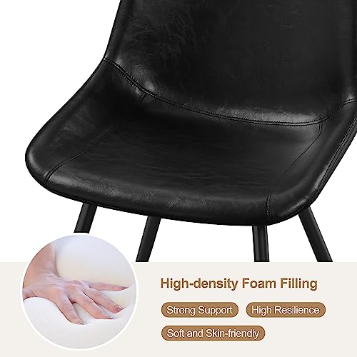 Yaheetech Dining Chairs Set of 2 Mid Century Modern Kitchen Chairs Black | Faux Leather Upholstered Dining Room Chairs with Metal Legs and Curved Backrest, Armless Side Chairs for Kitchen Living Room - color: Black, size: Set of 2