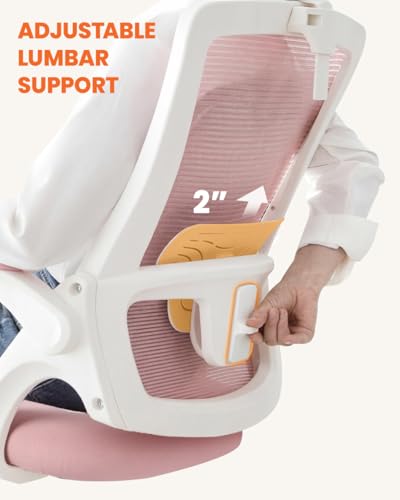 NEO CHAIR Office Chair with Adjustable Ergonomic Lumbar Headrest, Pink - color: Pink, size: With Headrest