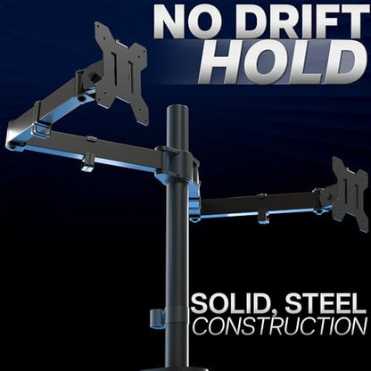 VIVO Dual Ultrawide Monitor Desk Mount, Heavy Duty Fully Adjustable Steel Stand, Holds 2 Computer Screens up to 38 inches and Max 22lbs Each, Black, STAND-V038 - color: Black, size: 13" - 38"