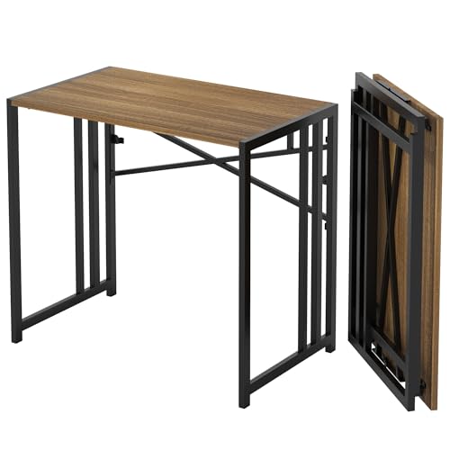 Lutown-Teen Narrow Folding Computer Desk 35 inch, Espresso - color: Espresso, size: 35 Inch