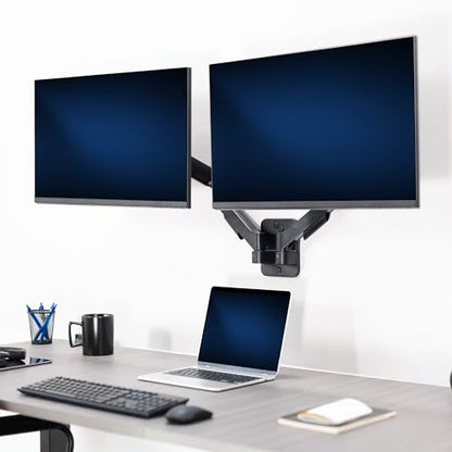 VIVO Height Adjustable Mechanical Extended Arm Dual Monitor Wall Mount Full Motion Articulating, Fits 2 Screens 17 to 32 inches, Black, MOUNT-V002G - size: Up to 32", style: Dual Mount