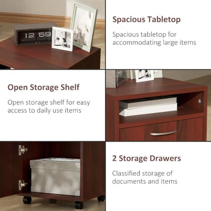 Storage Cabinet with 2 Drawers, 1 Shelf, 23.6" H, Brown