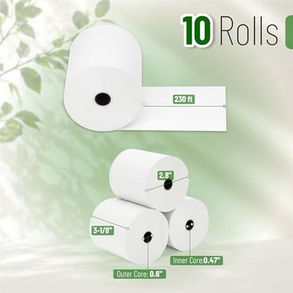 Mr. Pen- Thermal Paper Receipt Rolls, 10 Pack, 3-1/8” (80mm) x 230 ft | 48 GSM Premium Quality Receipt Paper Rolls, BPA-Free, Compatible with Standard POS Thermal Printers & Cash Registers
