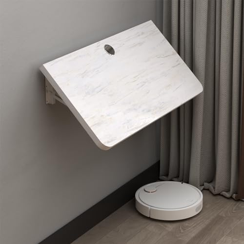 Pmnianhua Wall Mounted Desk,31'' Wall Mounted Drop Leaf Table,Drop Down Table,Folding Table,Fold Down Wall Desk,Floating Desk for Wall Laundry Room Bar Home Office Small Space(White) - color: Grey-white