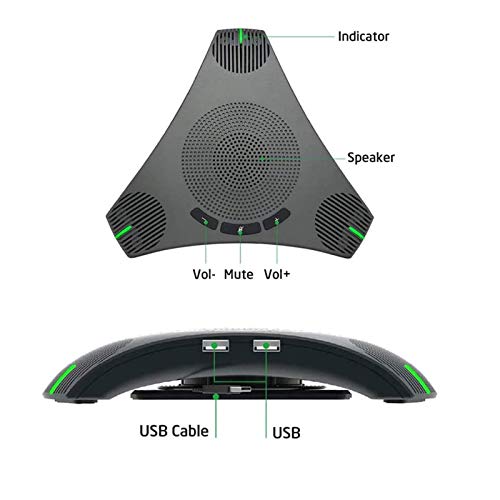 USB Conference Speakerphone with Omnidirectional 360 Microphone for 8-10 People, Intelligent DSP Noise Reduction for Video Meetings (Gray)