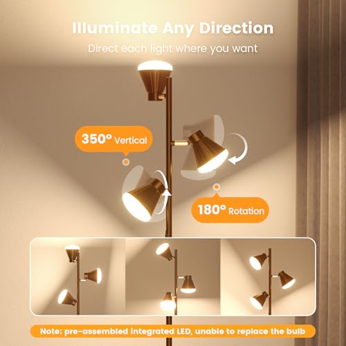 SIBRILLE 36W LED Tree Floor Lamp with Remote for Living Room Bedroom - color: Brown